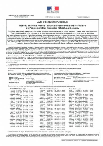 Avis d'Enquête Publique CFAL partie Nord Avis d'Enquête Publique CFAL partie Nord