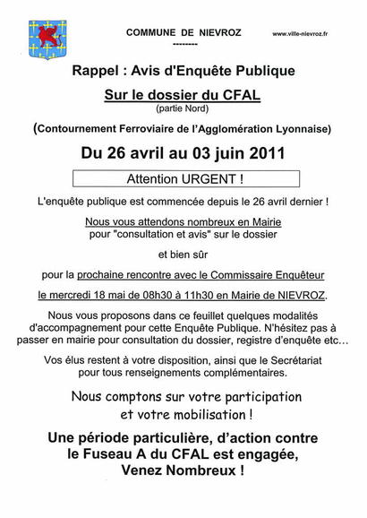 Attention Enquête Publique CFAL Attention Enquête Publique CFAL